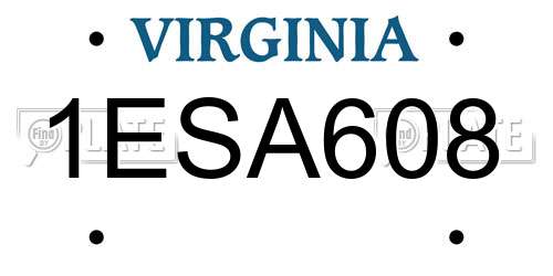 1ESA608 Virginia License Plate