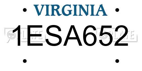 1ESA652 Virginia License Plate