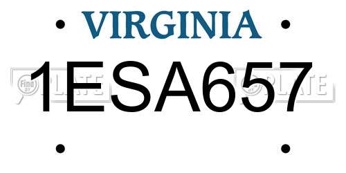 1ESA657 Virginia License Plate