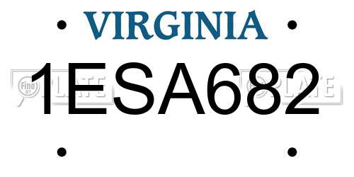 1ESA682 Virginia License Plate