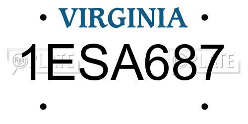 1ESA687 Virginia License Plate
