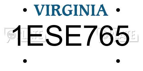 1ESE765 Virginia License Plate