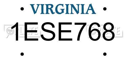 1ESE768 Virginia License Plate
