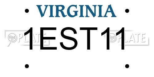 1EST11 Virginia License Plate