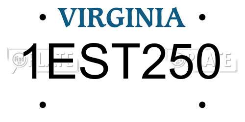 1EST250 Virginia License Plate