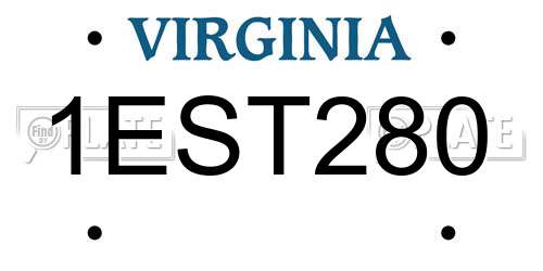 1EST280 Virginia License Plate