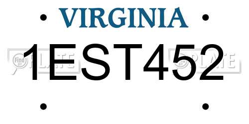 1EST452 Virginia License Plate