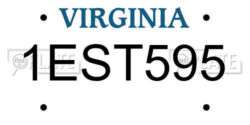 1EST595 Virginia License Plate