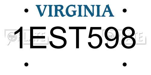 1EST598 Virginia License Plate