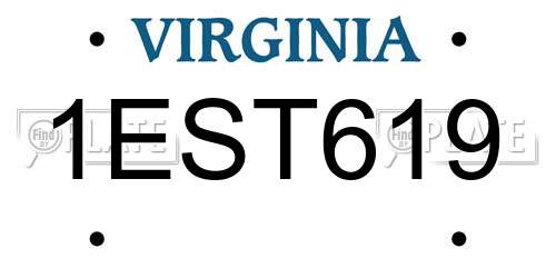 1EST619 Virginia License Plate