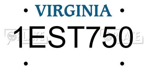 1EST750 Virginia License Plate