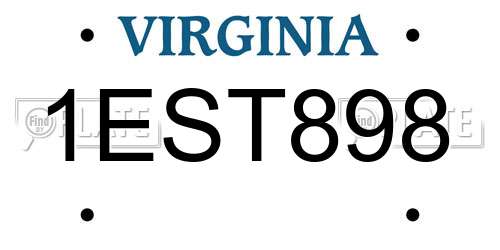 1EST898 Virginia License Plate