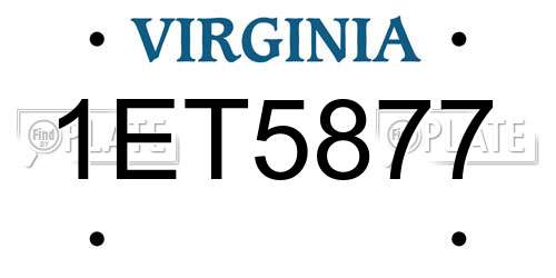 1ET5877 Virginia License Plate