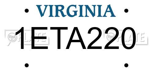 1ETA220 Virginia License Plate