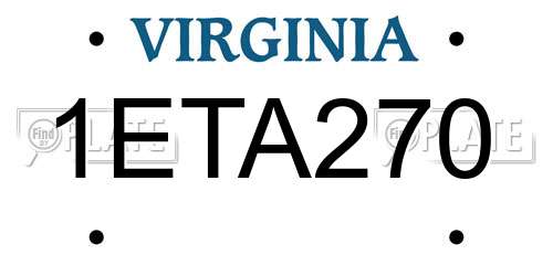 1ETA270 Virginia License Plate