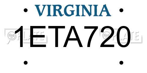 1ETA720 Virginia License Plate