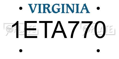 1ETA770 Virginia License Plate