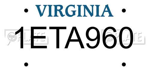 1ETA960 Virginia License Plate