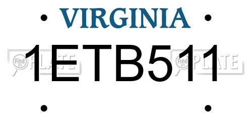 1ETB511 Virginia License Plate