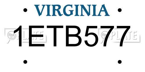 1ETB577 Virginia License Plate