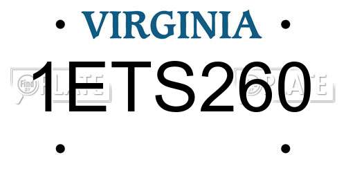 1ETS260 Virginia License Plate