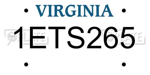 1ETS265 Virginia License Plate
