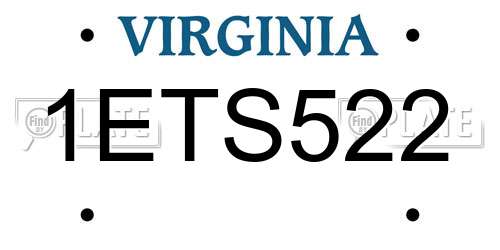1ETS522 Virginia License Plate