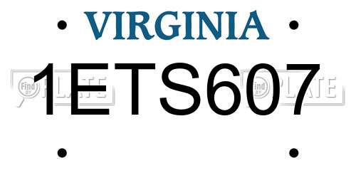 1ETS607 Virginia License Plate