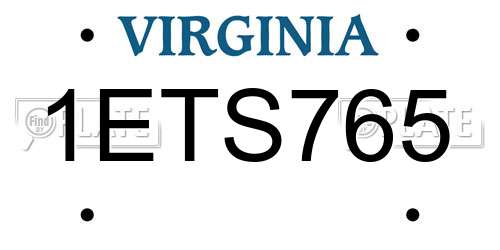 1ETS765 Virginia License Plate
