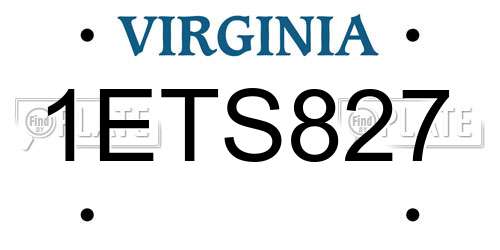1ETS827 Virginia License Plate