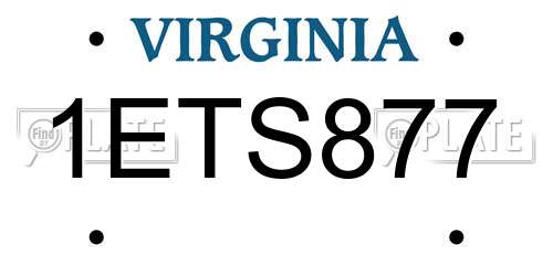 1ETS877 Virginia License Plate