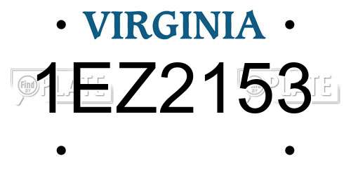 1EZ2153 Virginia License Plate