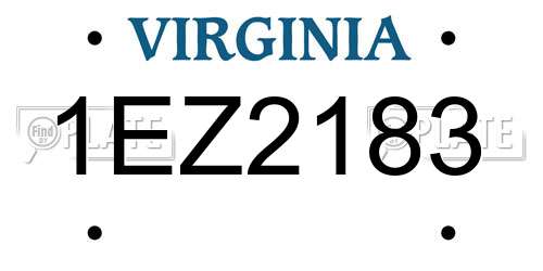 1EZ2183 Virginia License Plate