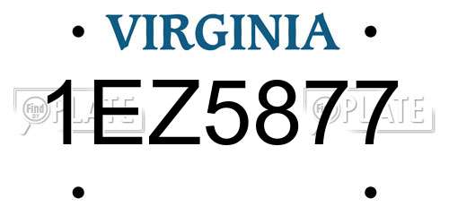 1EZ5877 Virginia License Plate