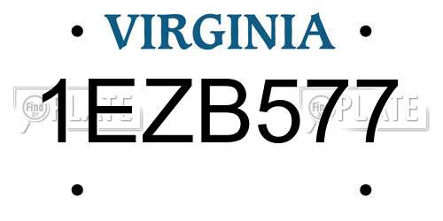 1EZB577 Virginia License Plate