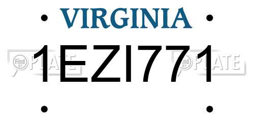 1EZI771 Virginia License Plate