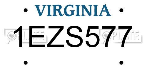 1EZS577 Virginia License Plate