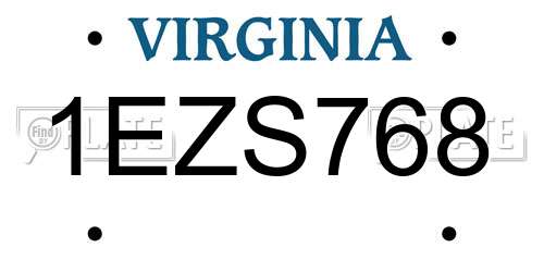 1EZS768 Virginia License Plate