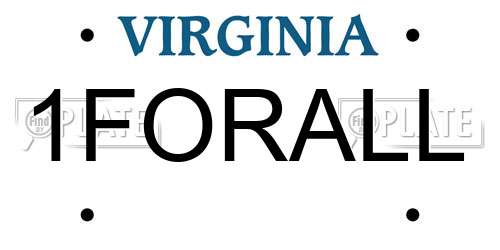 1FORALL Virginia License Plate