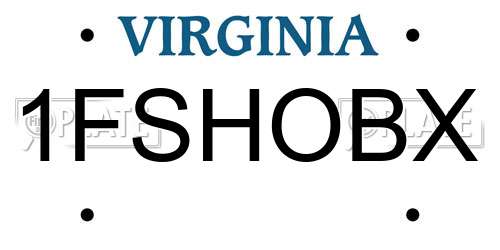 1FSHOBX Virginia License Plate