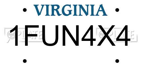 1FUN4X4 Virginia License Plate
