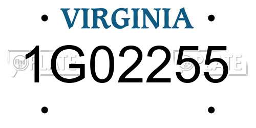1G02255 Virginia License Plate