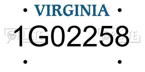 1G02258 Virginia License Plate