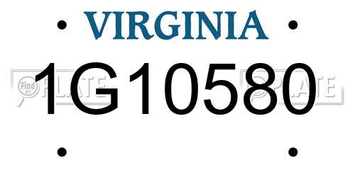 1G10580 Virginia License Plate