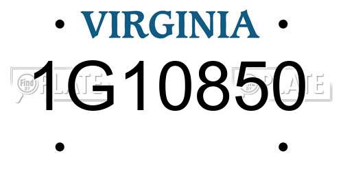 1G10850 Virginia License Plate