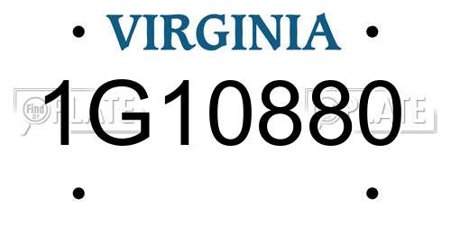 1G10880 Virginia License Plate