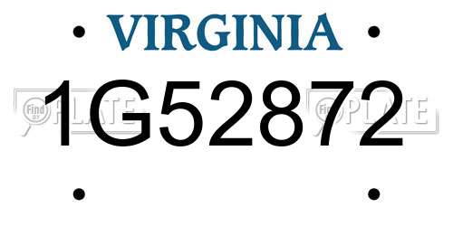 1G52872 Virginia License Plate