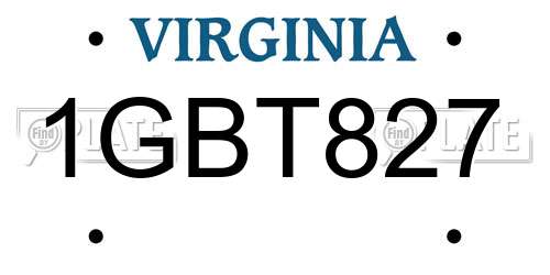 1GBT827 Virginia License Plate