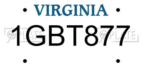 1GBT877 Virginia License Plate