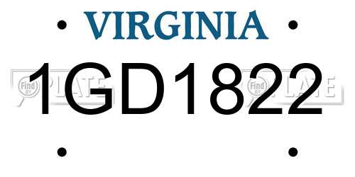 1GD1822 Virginia License Plate